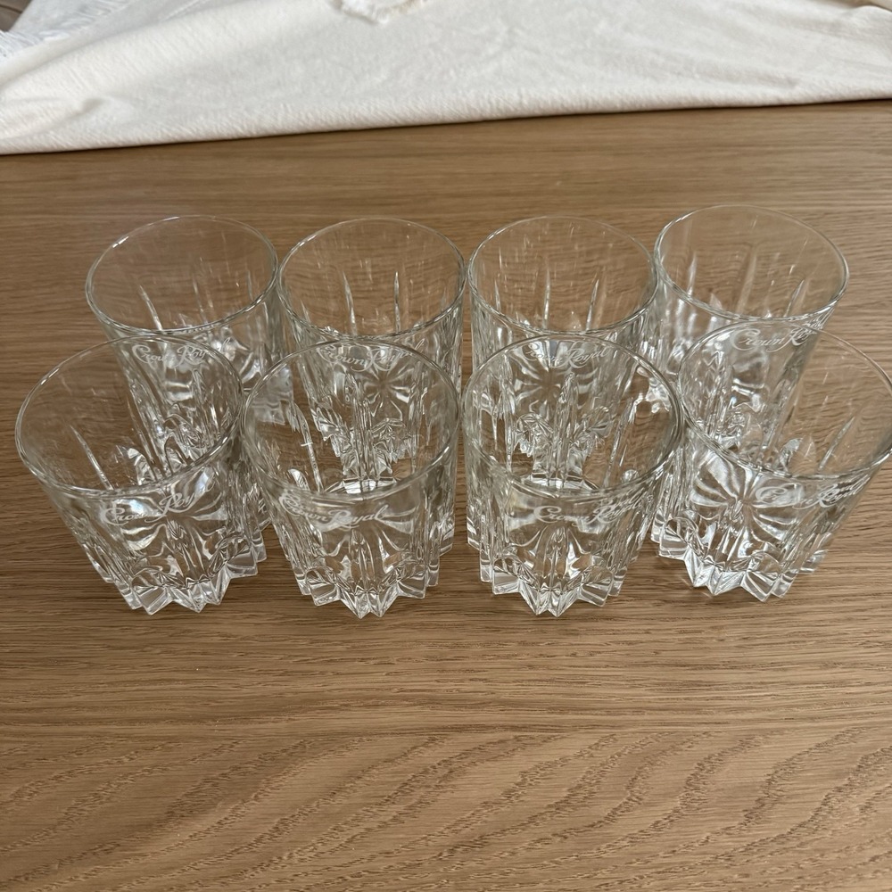 Vintage Crown Royal Starburst Pattern Whiskey Glasses Barware Set Of 8 Italy